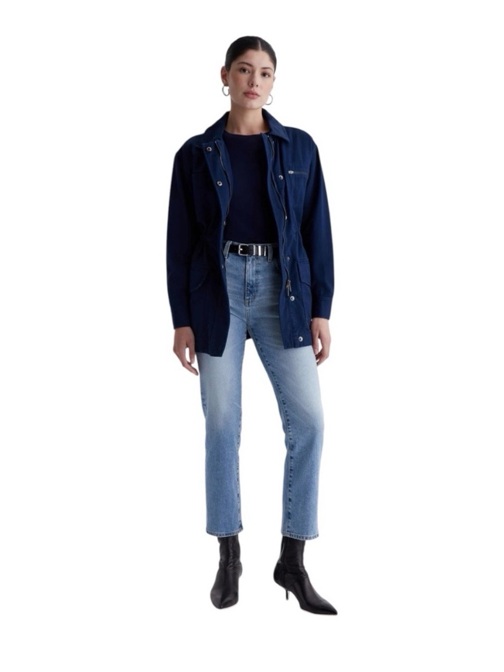 Adriano Goldschmied Saige Crop High Rise Straight Leg Jeans in 22 Years Whisper.